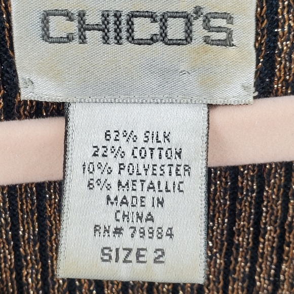 Chico's silk blend v-neck metallic sweater - Picture 2 of 14